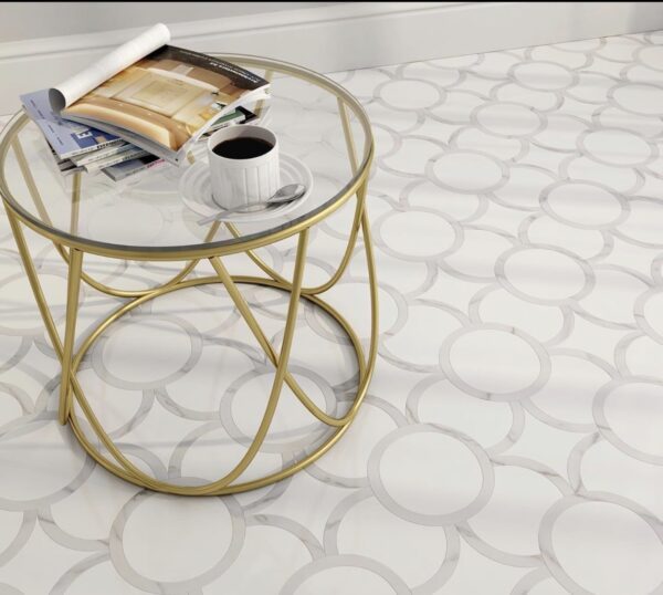 Calcutta Gold & Thassos Circle Mosaic
