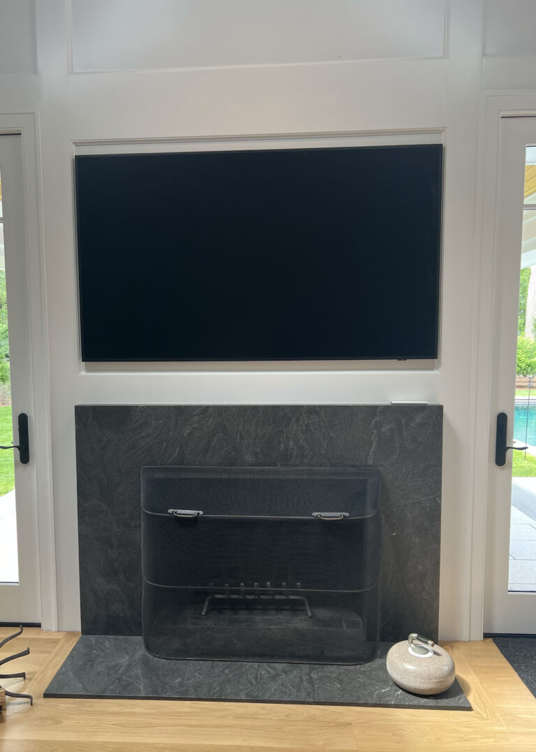 Jet Mist Honed Granite Fireplace